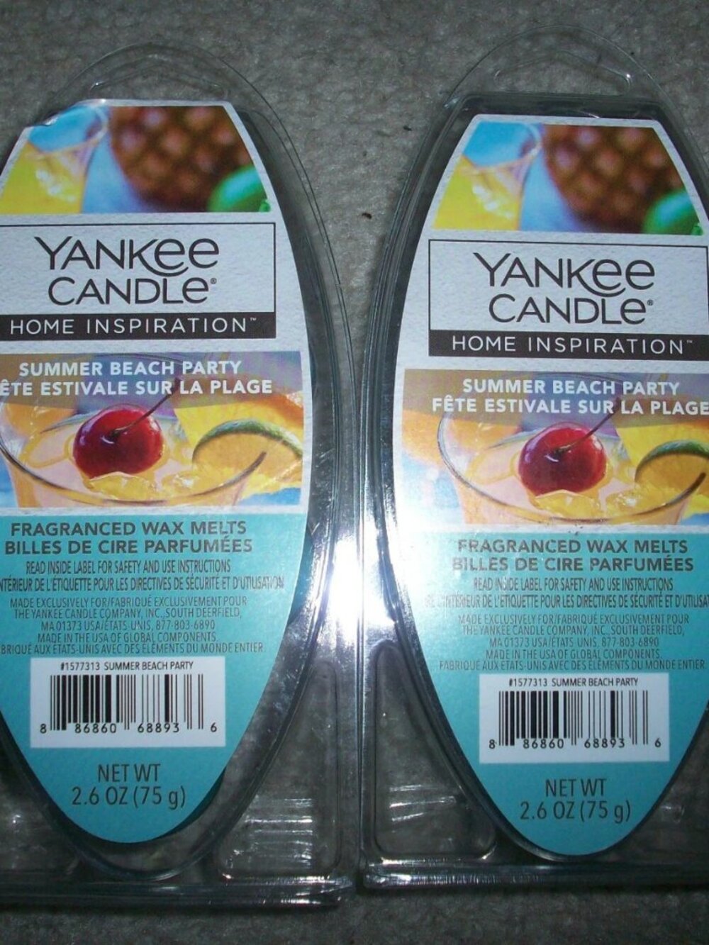 2 Pk, Yankee Candle SUMMER BEACH PARTY Fragranced Wax Melts 2.6oz 6-Pack,